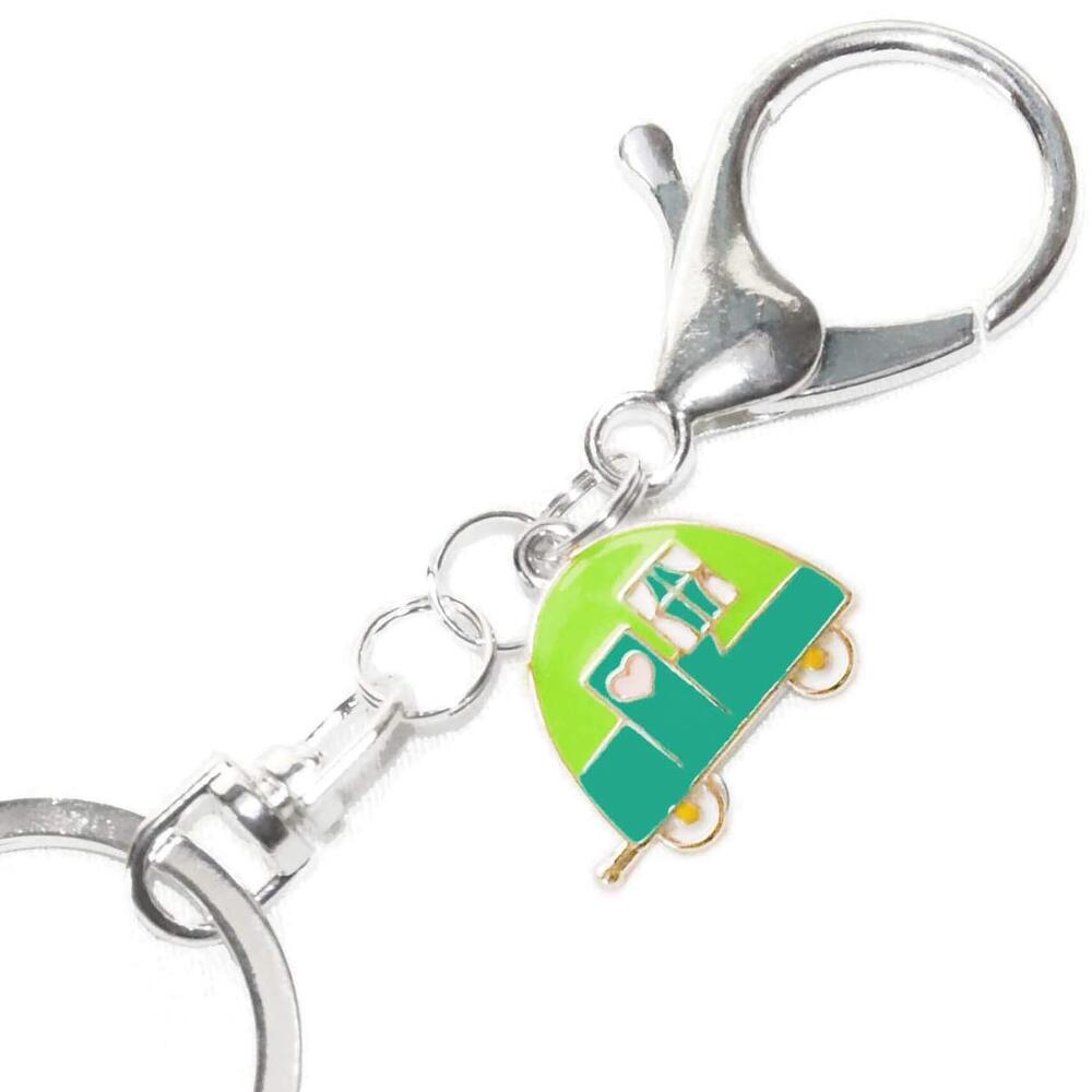 6187 Retro Camping Keychain Enamel Key Ring Vintage Camper Charm